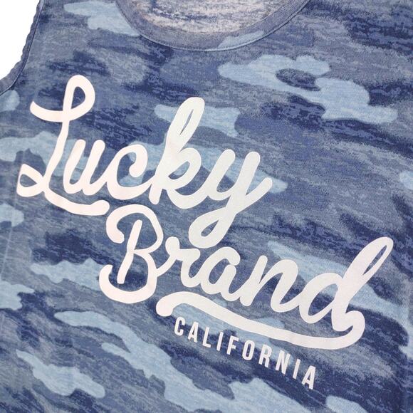 Lucky Brand California Women's L Blue Camo Scoop Neck Tank Top, Summer Beachy - Picture 4 of 4